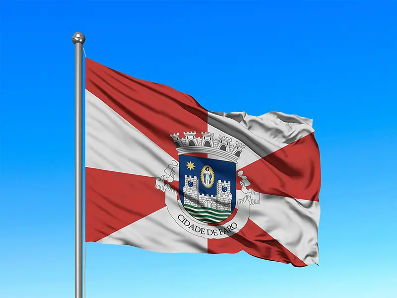 Bandeira do Município de Faro em mastro