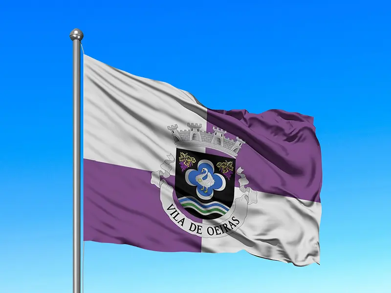 Bandeira do Município de Oeiras em mastro