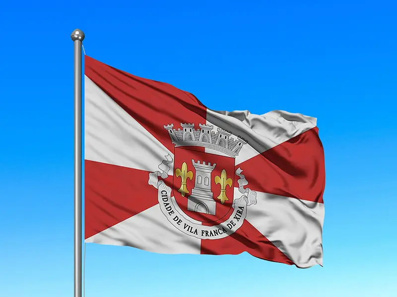 Bandeira do Município de Vila Franca de Xira em mastro