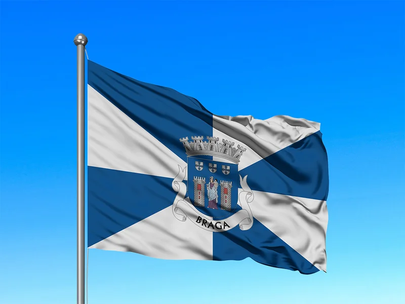 Bandeira do Município de Braga em mastro