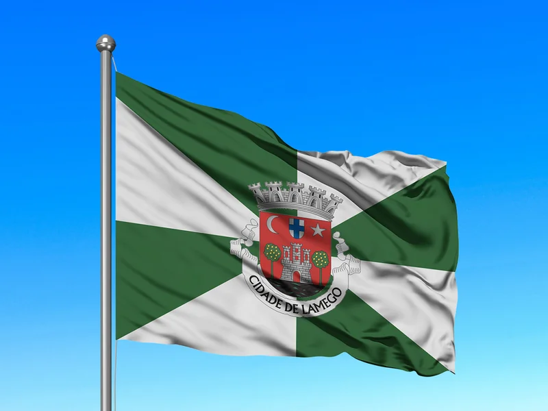 Bandeira do Município de Lamego em mastro