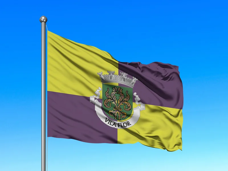 Bandeira do Município de Vila Flor em mastro